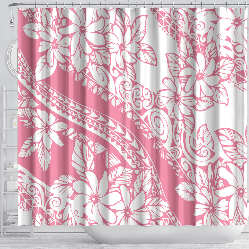 Polynesian Tiare Flower Pink Pastel Vibes Shower Curtain