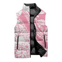 Polynesian Tiare Flower Pink Pastel Vibes Sleeveless Puffer Jacket