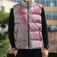 Polynesian Tiare Flower Pink Pastel Vibes Sleeveless Puffer Jacket