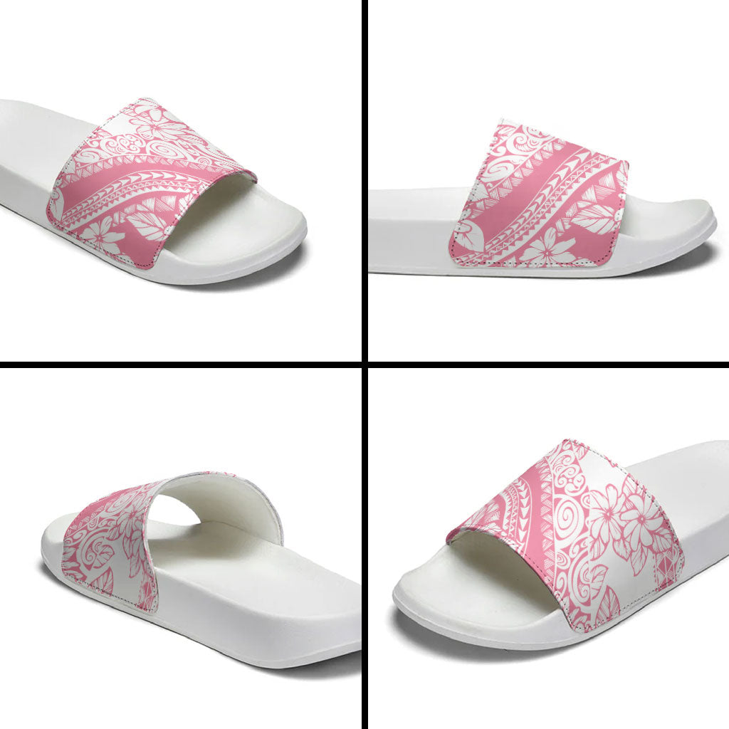 Polynesian Tiare Flower Pink Pastel Vibes Slide Sandals