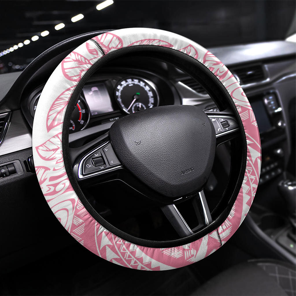 Polynesian Tiare Flower Pink Pastel Vibes Steering Wheel Cover LT14 Universal Fit Pink - Polynesian Pride
