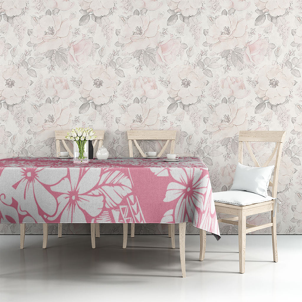 Polynesian Tiare Flower Pink Pastel Vibes Tablecloth