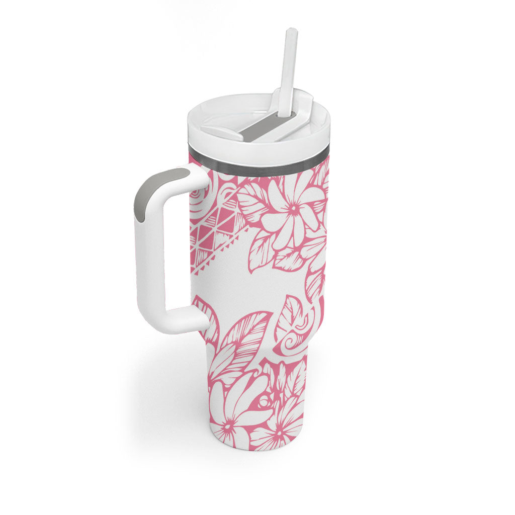 Polynesian Tiare Flower Pink Pastel Vibes Tumbler With Handle LT14 - Polynesian Pride