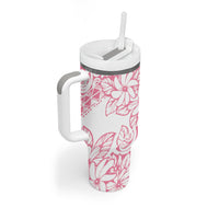 Polynesian Tiare Flower Pink Pastel Vibes Tumbler With Handle LT14 - Polynesian Pride