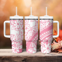 Polynesian Tiare Flower Pink Pastel Vibes Tumbler With Handle LT14 - Polynesian Pride