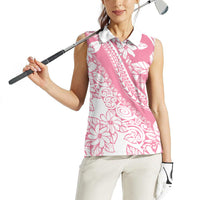 Polynesian Tiare Flower Pink Pastel Vibes Women Sleeveless Polo Shirt