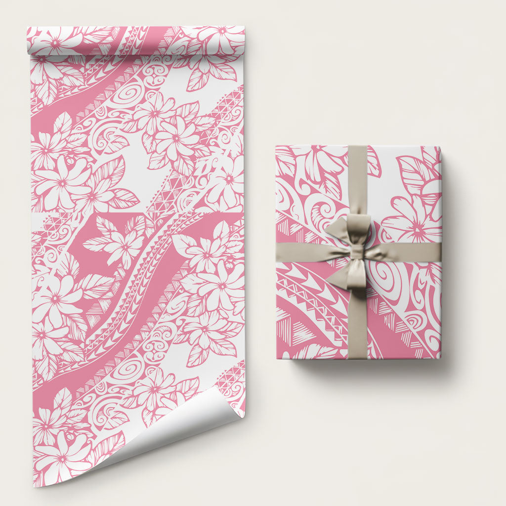 Polynesian Tiare Flower Pink Pastel Wrapping Paper