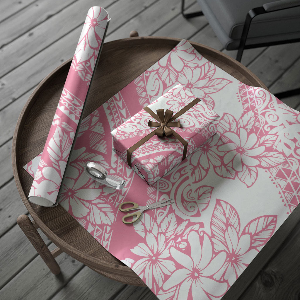 Polynesian Tiare Flower Pink Pastel Wrapping Paper
