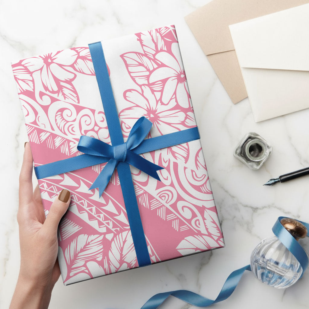 Polynesian Tiare Flower Pink Pastel Wrapping Paper