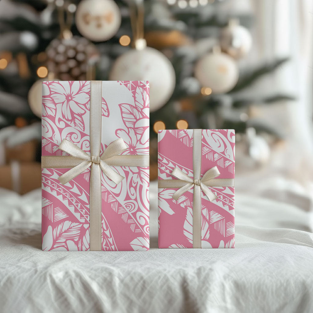 Polynesian Tiare Flower Pink Pastel Wrapping Paper