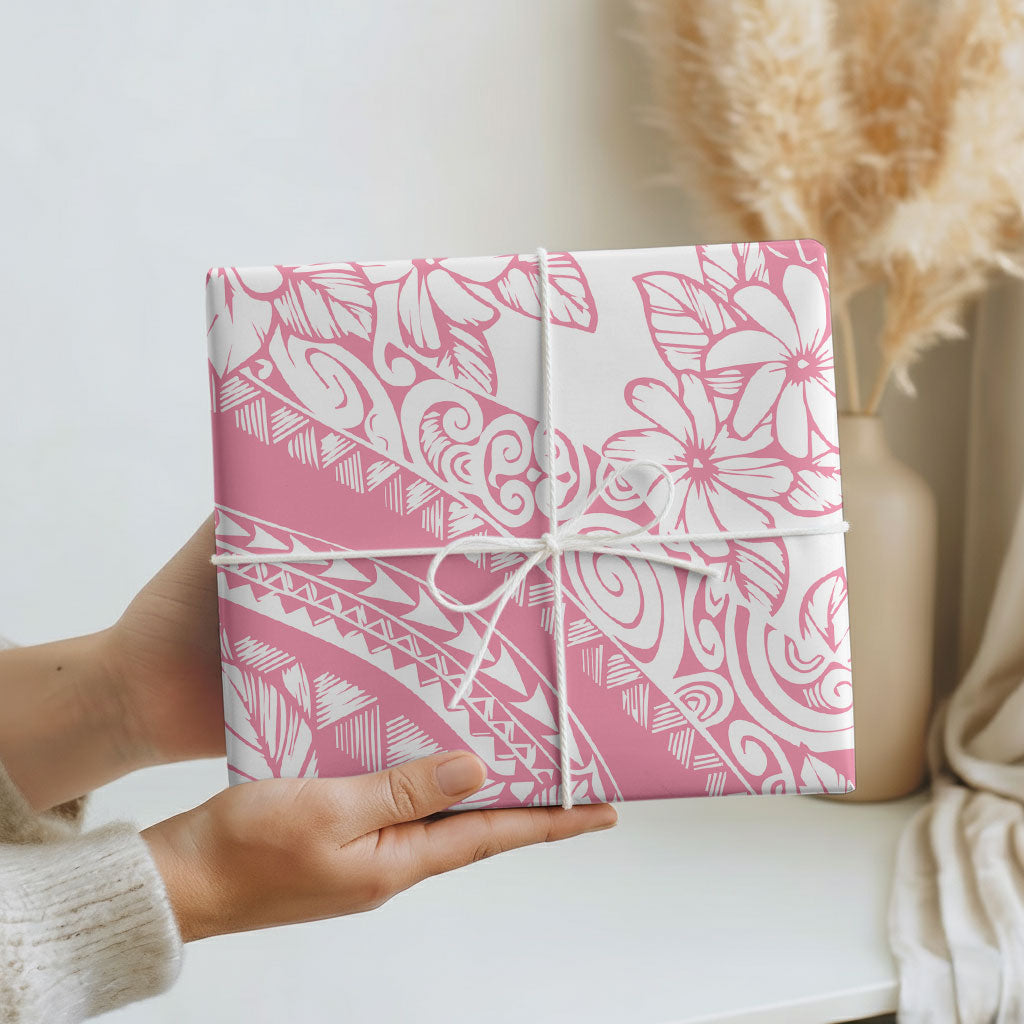 Polynesian Tiare Flower Pink Pastel Wrapping Paper