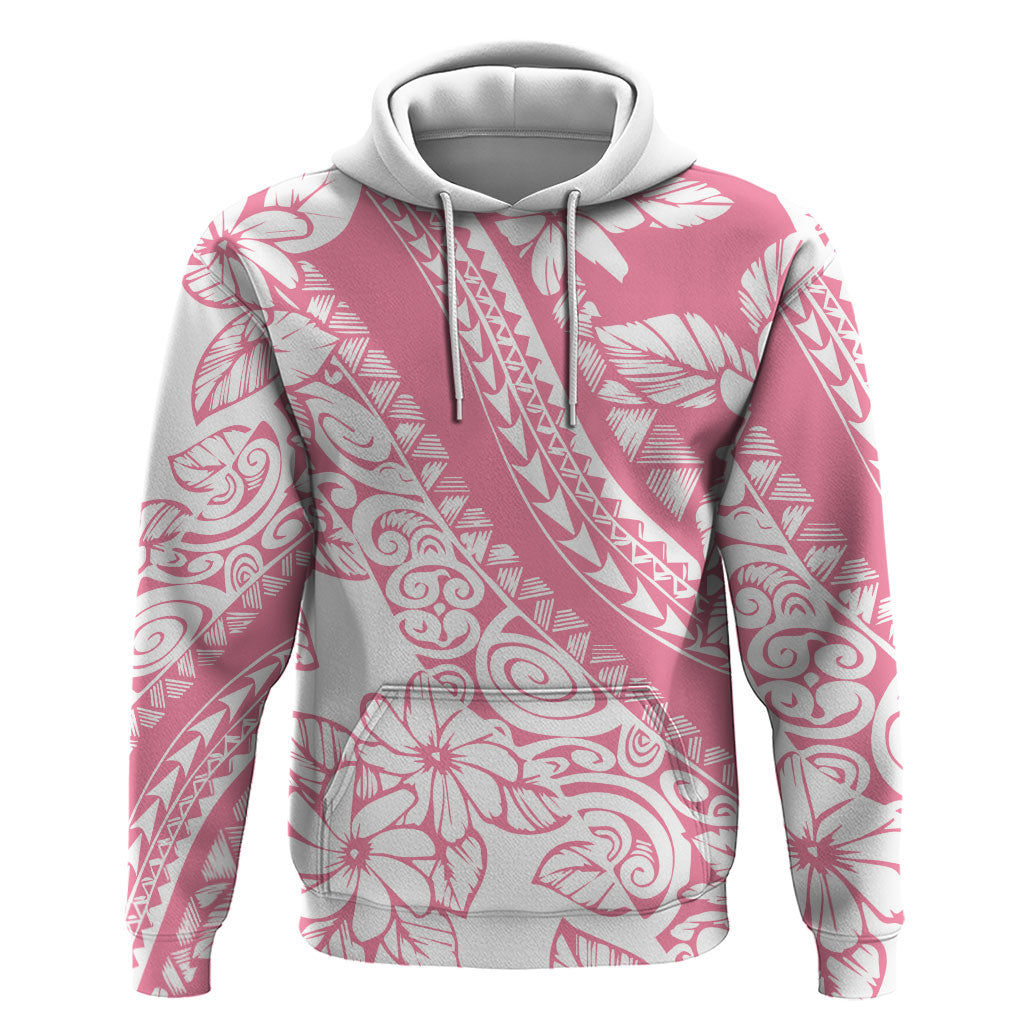 Polynesian Tiare Flower Pink Pastel Vibes Zip Hoodie LT14 Pullover Hoodie Pink - Polynesian Pride