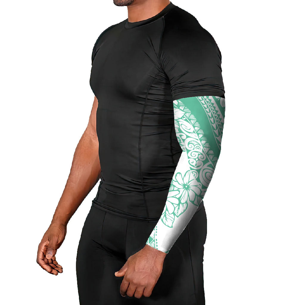 Polynesian Tiare Flower Cyan Pastel Vibes Arm Sleeves