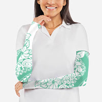 Polynesian Tiare Flower Cyan Pastel Vibes Arm Sleeves