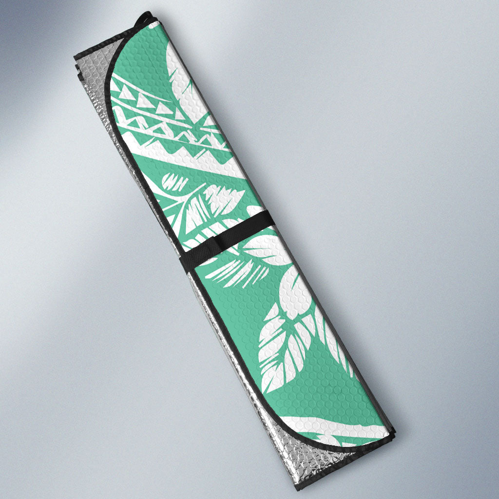 Polynesian Tiare Flower Cyan Pastel Vibes Auto Sun Shade