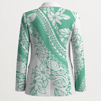 Polynesian Tiare Flower Cyan Pastel Vibes Blazer