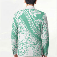 Polynesian Tiare Flower Cyan Pastel Vibes Blazer