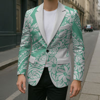 Polynesian Tiare Flower Cyan Pastel Vibes Blazer