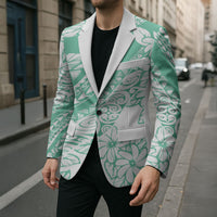 Polynesian Tiare Flower Cyan Pastel Vibes Blazer