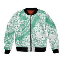 Polynesian Tiare Flower Cyan Pastel Vibes Bomber Jacket LT14 Unisex Cyan - Polynesian Pride