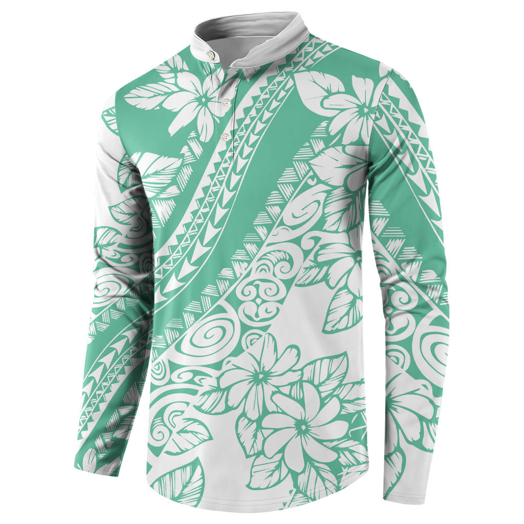 Polynesian Tiare Flower Cyan Pastel Vibes Button Sweatshirt