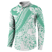Polynesian Tiare Flower Cyan Pastel Vibes Button Sweatshirt