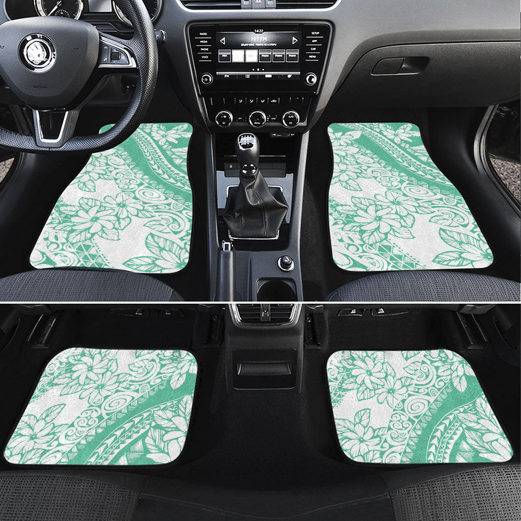 Polynesian Tiare Flower Cyan Pastel Vibes Car Mats LT14 Set 4pcs Cyan - Polynesian Pride