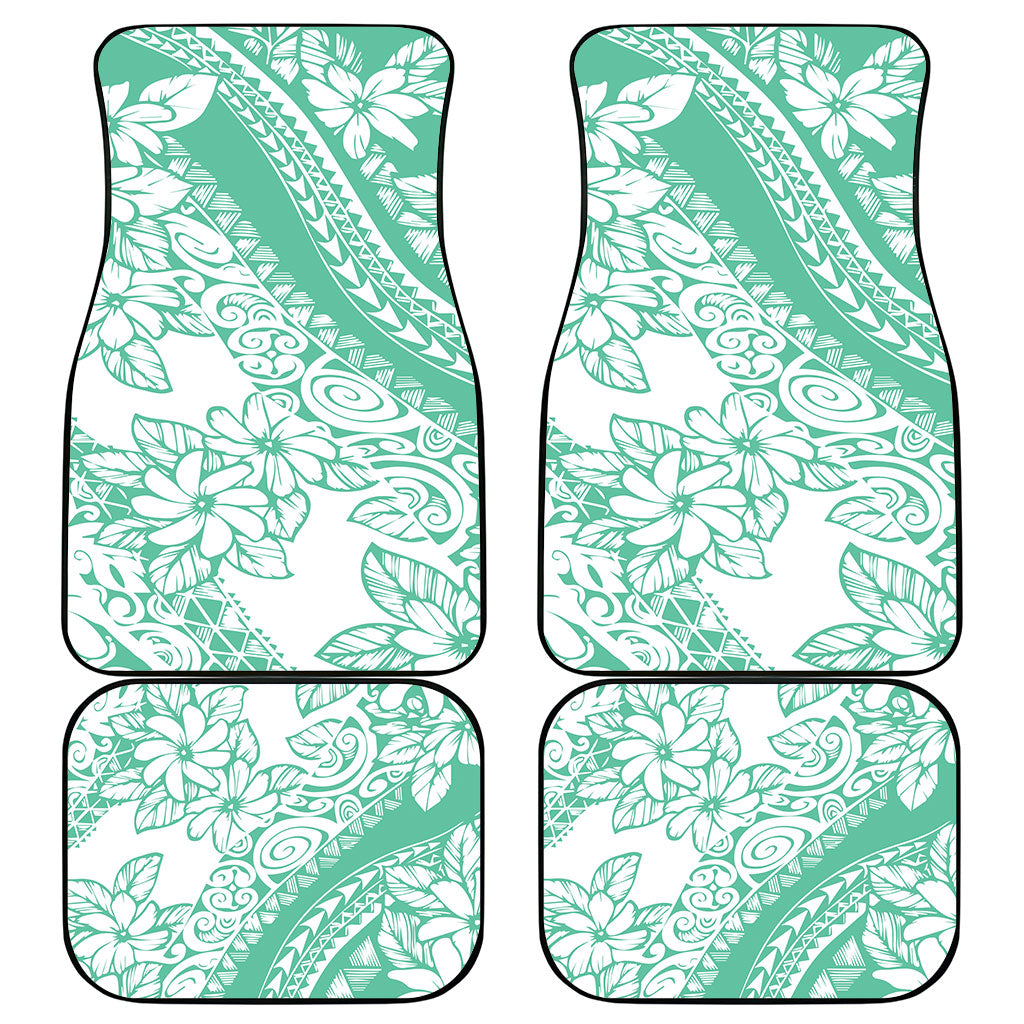 Polynesian Tiare Flower Cyan Pastel Vibes Car Mats