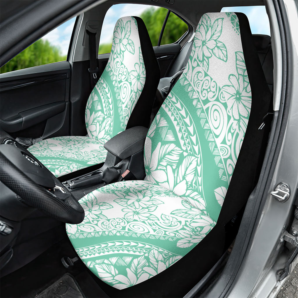 Polynesian Tiare Flower Cyan Pastel Vibes Car Seat Cover