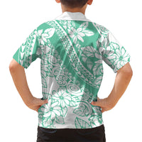 Polynesian Tiare Flower Cyan Pastel Vibes Family Matching Summer Maxi Dress and Hawaiian Shirt