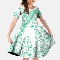 Polynesian Tiare Flower Cyan Pastel Vibes Family Matching Tank Maxi Dress and Hawaiian Shirt