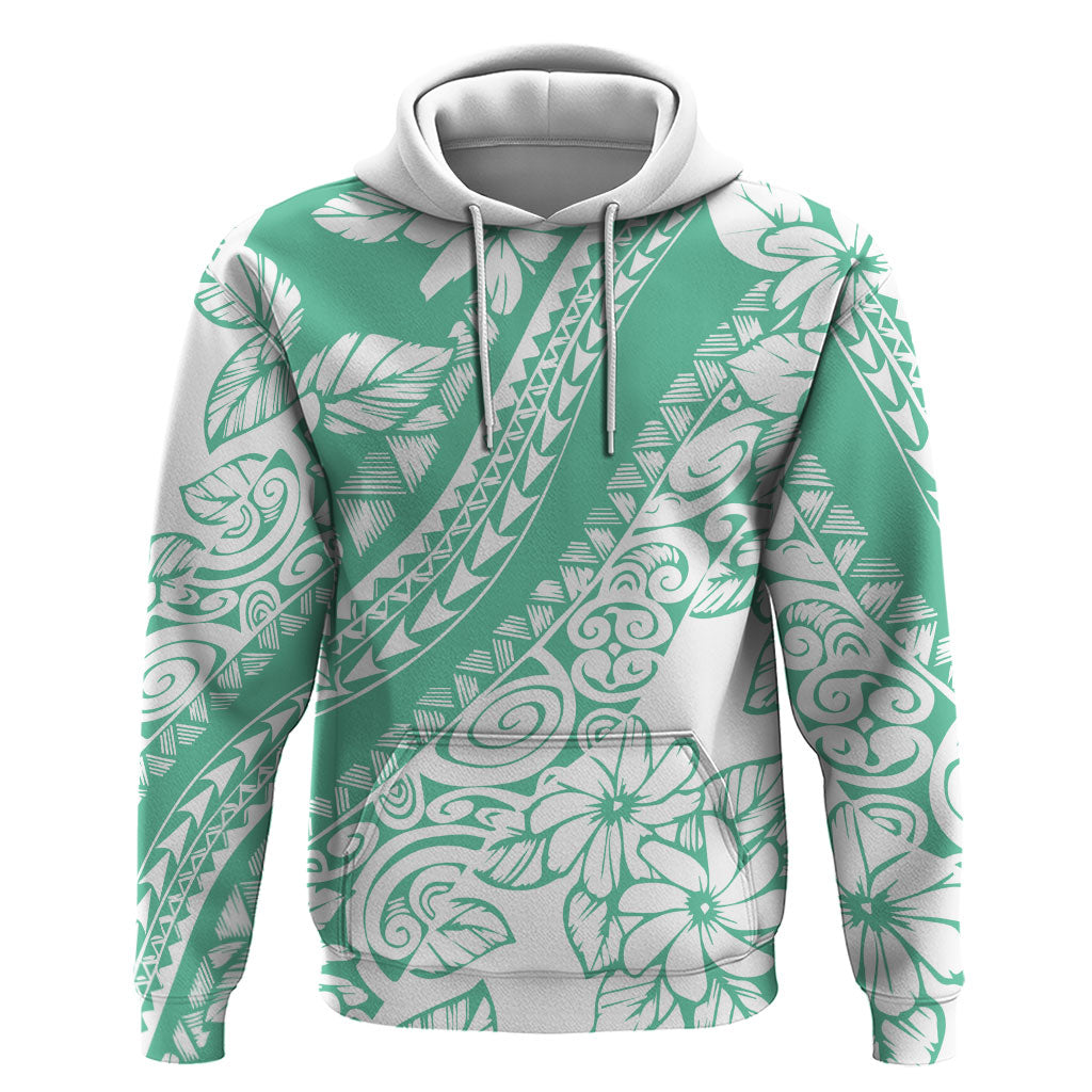 Polynesian Tiare Flower Cyan Pastel Vibes Hoodie LT14 Pullover Hoodie Cyan - Polynesian Pride