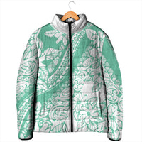 Polynesian Tiare Flower Cyan Pastel Vibes Padded Jacket