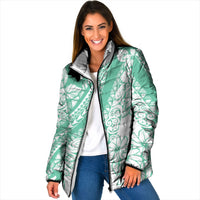 Polynesian Tiare Flower Cyan Pastel Vibes Padded Jacket