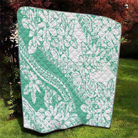 Polynesian Tiare Flower Cyan Pastel Vibes Quilt