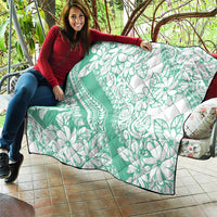 Polynesian Tiare Flower Cyan Pastel Vibes Quilt