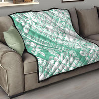 Polynesian Tiare Flower Cyan Pastel Vibes Quilt