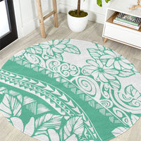 Polynesian Tiare Flower Cyan Pastel Vibes Round Carpet