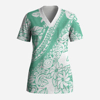 Polynesian Tiare Flower Cyan Pastel Vibes Scrub Top