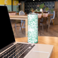 Polynesian Tiare Flower Cyan Pastel Vibes Skinny Tumbler