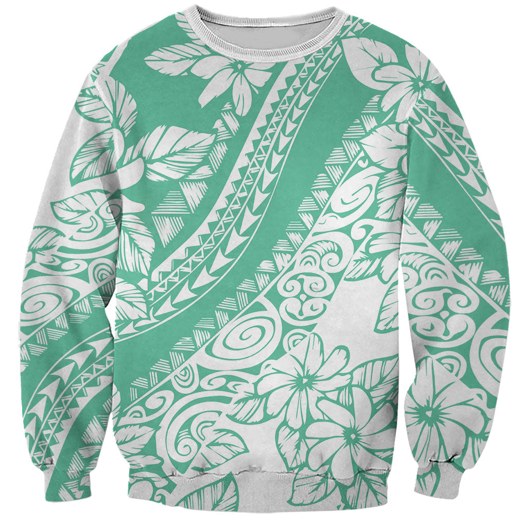 Polynesian Tiare Flower Cyan Pastel Vibes Sweatshirt