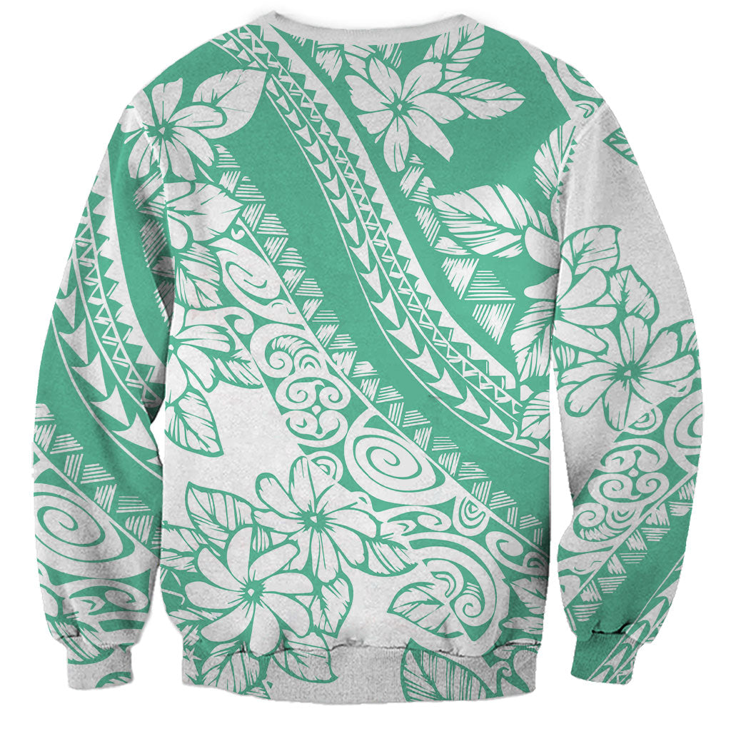 Polynesian Tiare Flower Cyan Pastel Vibes Sweatshirt
