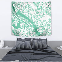 Polynesian Tiare Flower Cyan Pastel Vibes Tapestry