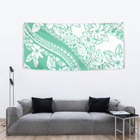 Polynesian Tiare Flower Cyan Pastel Vibes Tapestry