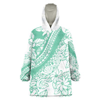 Polynesian Tiare Flower Cyan Pastel Vibes Wearable Blanket Hoodie LT14 One Size Cyan - Polynesian Pride