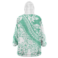 Polynesian Tiare Flower Cyan Pastel Vibes Wearable Blanket Hoodie LT14 - Polynesian Pride