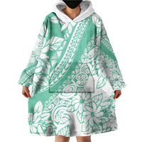 Polynesian Tiare Flower Cyan Pastel Vibes Wearable Blanket Hoodie LT14 - Polynesian Pride