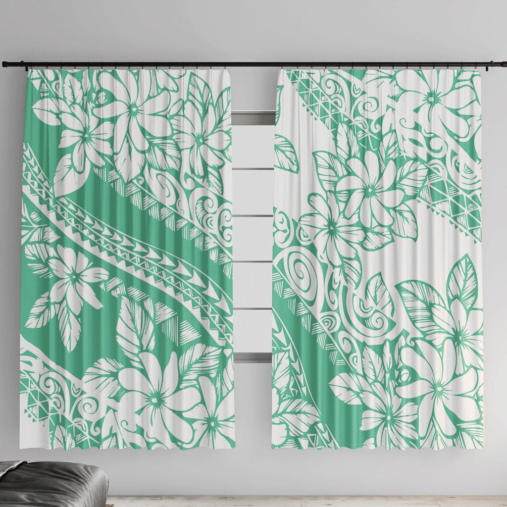 Polynesian Tiare Flower Cyan Pastel Vibes Window Curtain