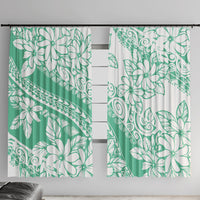 Polynesian Tiare Flower Cyan Pastel Vibes Window Curtain