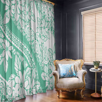 Polynesian Tiare Flower Cyan Pastel Vibes Window Curtain